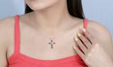 0.23 Carat (ctw) Round Black & White Diamond Cross Hip Hop Unisex Pendant with 18 inch Gold Chain in 10K White Gold
