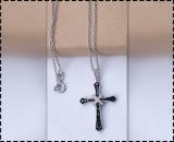 0.23 Carat (ctw) Round Black & White Diamond Cross Hip Hop Unisex Pendant with 18 inch Gold Chain in 10K White Gold