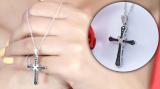 0.23 Carat (ctw) Round Black & White Diamond Cross Hip Hop Unisex Pendant with 18 inch Gold Chain in 10K White Gold