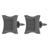 0.60 Carat Round Black Diamond Concave Kite Unisex Stud Earrings in 10K White Gold in Push Back