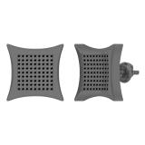 0.60 Carat Round Black Diamond Concave Kite Unisex Stud Earrings in 10K White Gold in Screw Back