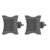 0.60 Carat Round Black Diamond Concave Kite Unisex Stud Earrings in 10K White Gold in Screw Back