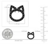 0.50 Carat (ctw) Round Black Diamond Minimalistic Kitten Stud Earrings for Women in 10K White Gold in Screw Back