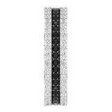 1.04 Carat (ctw) Round Black & White Diamond 3 Row Linear Grooved Hinged Post Hoop Earrings for Women in 925 Sterling Silver