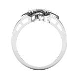 0.23 Carat Round Black & White Diamond Asteroidea Dancing Sea Starfish Shape Cocktail Ring for Her in 925 Sterling Silver