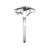 0.23 Carat Round Black & White Diamond Asteroidea Dancing Sea Starfish Shape Cocktail Ring for Her in 925 Sterling Silver