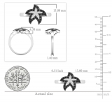 0.23 Carat Round Black & White Diamond Asteroidea Dancing Sea Starfish Shape Cocktail Ring for Her in 925 Sterling Silver