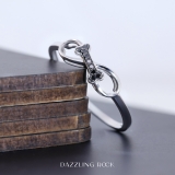 Round Black Diamond Dog Bone Infinity Ring for Women (0.05 ctw, Color Black, Clarity Opaque) in 925 Sterling Silver