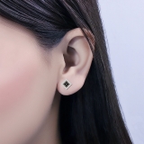 0.24 Carat (ctw) Round Black & White Diamond Square Stud Earrings for Women in 10K Yellow Gold in Screw Back