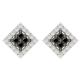 0.24 Carat (ctw) Round Black & White Diamond Square Stud Earrings for Women in 10K Yellow Gold in Screw Back
