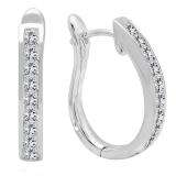 1.00 Carat (ctw) 10K White Gold Princess Cut Diamond Ladies Hoop Earrings 1 CT
