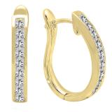 1.00 Carat (ctw) 10K Yellow Gold Princess Cut Diamond Ladies Hoop Earrings 1 CT