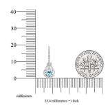 18K White Gold 5.5 MM Each Round Cut Aquamarine And Round & Baguette Cut Diamond Drop Earrings