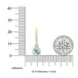 18K Yellow Gold 5 MM Each Cushion Cut Aquamarine & Tapered & Round White Diamond Ladies Dangling Earrings