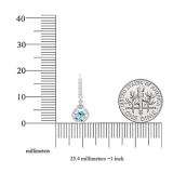 18K White Gold 5.5 MM Each Round Cut Aquamarine And Round & Princess Cut Diamond Drop Earrings