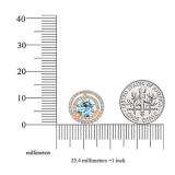 18K Rose Gold 6 MM Each Round Cut Aquamarine & White Diamond Ladies Double Halo Stud Earrings