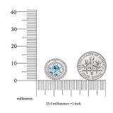 18K White Gold 6 MM Each Round Cut Aquamarine & White Diamond Ladies Double Halo Stud Earrings