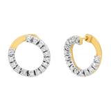 1.10 Carat (ctw) Round White Diamond Ladies Circle Fashion Stud Earrings 1 CT 18K Yellow Gold