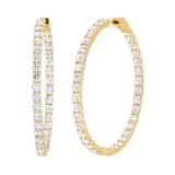 15.06 Carat (ctw) Round White Diamond Ladies In And Out Huggies Hoop Earrings 14K Yellow Gold