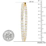 15.06 Carat (ctw) Round White Diamond Ladies In And Out Huggies Hoop Earrings 14K Yellow Gold