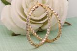 15.06 Carat (ctw) Round White Diamond Ladies In And Out Huggies Hoop Earrings 14K Yellow Gold