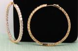 15.06 Carat (ctw) Round White Diamond Ladies In And Out Huggies Hoop Earrings 14K Yellow Gold