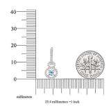 10K White Gold 4.5 MM Round Cut Aquamarine & White Diamond Ladies Halo Style Dangling Drop Earrings