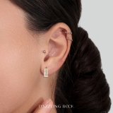 14k Yellow Gold Round Cut White Cubic Zirconia CZ Ladies Huggie Hoop Earrings (3.5 mm Width x 10 mm Length)