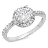 2.10 Carat (ctw) 14K Yellow Gold Round White Cubic Zirconia CZ Ladies Halo Style Wedding Bridal Engagement Ring 2 CT