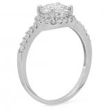 2.10 Carat (ctw) 14K White Gold Round White Cubic Zirconia CZ Ladies Halo Style Wedding Bridal Engagement Ring 2 CT