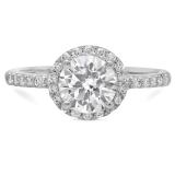 2.10 Carat (ctw) 14K White Gold Round White Cubic Zirconia CZ Ladies Halo Style Wedding Bridal Engagement Ring 2 CT