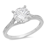 1.08 Carat (ctw) 14K White Gold Round White Cubic Zirconia Ladies Bridal Engagement Ring