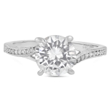 1.08 Carat (ctw) 14K White Gold Round White Cubic Zirconia Ladies Bridal Engagement Ring