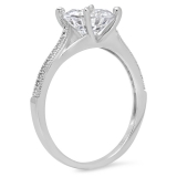 1.08 Carat (ctw) 14K White Gold Round White Cubic Zirconia Ladies Bridal Engagement Ring