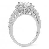 2.15 Carat (ctw) 14K White Gold Round White Cubic Zirconia CZ Ladies Halo Style Wedding Bridal Engagement Ring 2 CT