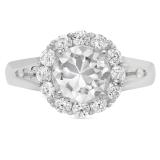 2.33 Carat (ctw) 14K White Gold Round White Cubic Zirconia CZ Ladies Halo Style Wedding Bridal Engagement Ring