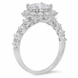 3.32 Carat (ctw) 14K White Gold Round Cut White Cubic Zirconia CZ Ladies Halo Style Bridal Engagement Ring