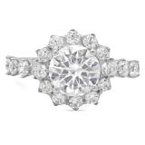 3.32 Carat (ctw) 14K White Gold Round Cut White Cubic Zirconia CZ Ladies Halo Style Bridal Engagement Ring