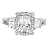3.40 Carat (ctw) 14K White Gold Oval Baguette & Round Cut White Cubic zirconia Ladies Bridal 3 Stone Engagement Ring