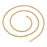 14K Yellow Gold Hollow Rope Diamond-cut chain (24 inch)