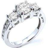 2.55 Carat (ctw) 14k White Gold Round Diamond Ladies Bridal Engagement Ring