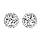 Round White Diamond Halo Style Screwback Stud Earrings for Women (0.45 ctw Color I-J Clarity I1-I2) in 14K White Gold