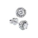 0.75 Carat (ctw) 14k White Gold Round Brilliant Cut Diamond Stud Earrings