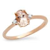 0.67 Carat (ctw) 10K Rose Gold Oval Cut Morganite & Round White Diamond Ladies Bridal Promise Engagement Ring