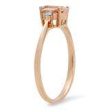 0.67 Carat (ctw) 10K Rose Gold Oval Cut Morganite & Round White Diamond Ladies Bridal Promise Engagement Ring