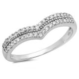 0.5 Carat (Ctw) 10K White Gold Round White Diamond Ladies Double Row Curved Anniversary Wedding Stackable Band 1/2 CT