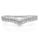 0.5 Carat (Ctw) 10K White Gold Round White Diamond Ladies Double Row Curved Anniversary Wedding Stackable Band 1/2 CT