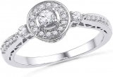 Dazzlingrock Collection 10kt White Gold Womens Round Diamond Solitaire Halo Bridal Wedding Engagement Ring 3/8 ctw