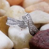 0.20 Carat (ctw) 10K White Gold Round White Diamond Ladies Infinity Swirl Hoop Earrings 1/5 CT
