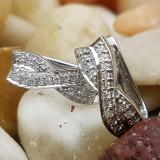 0.20 Carat (ctw) 10K White Gold Round White Diamond Ladies Infinity Swirl Hoop Earrings 1/5 CT